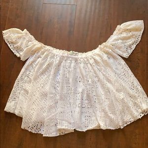 Free People Lace White Off The Shoulder Top
